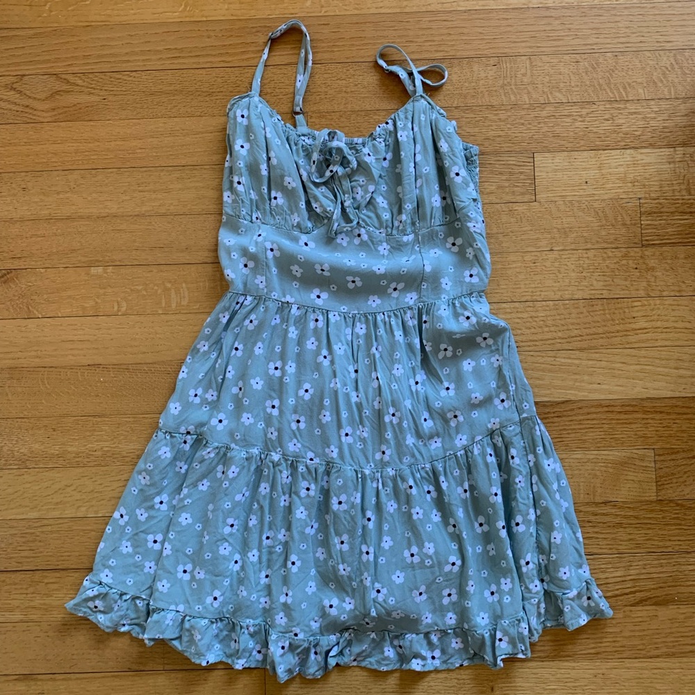 Ruched short green hollister dress